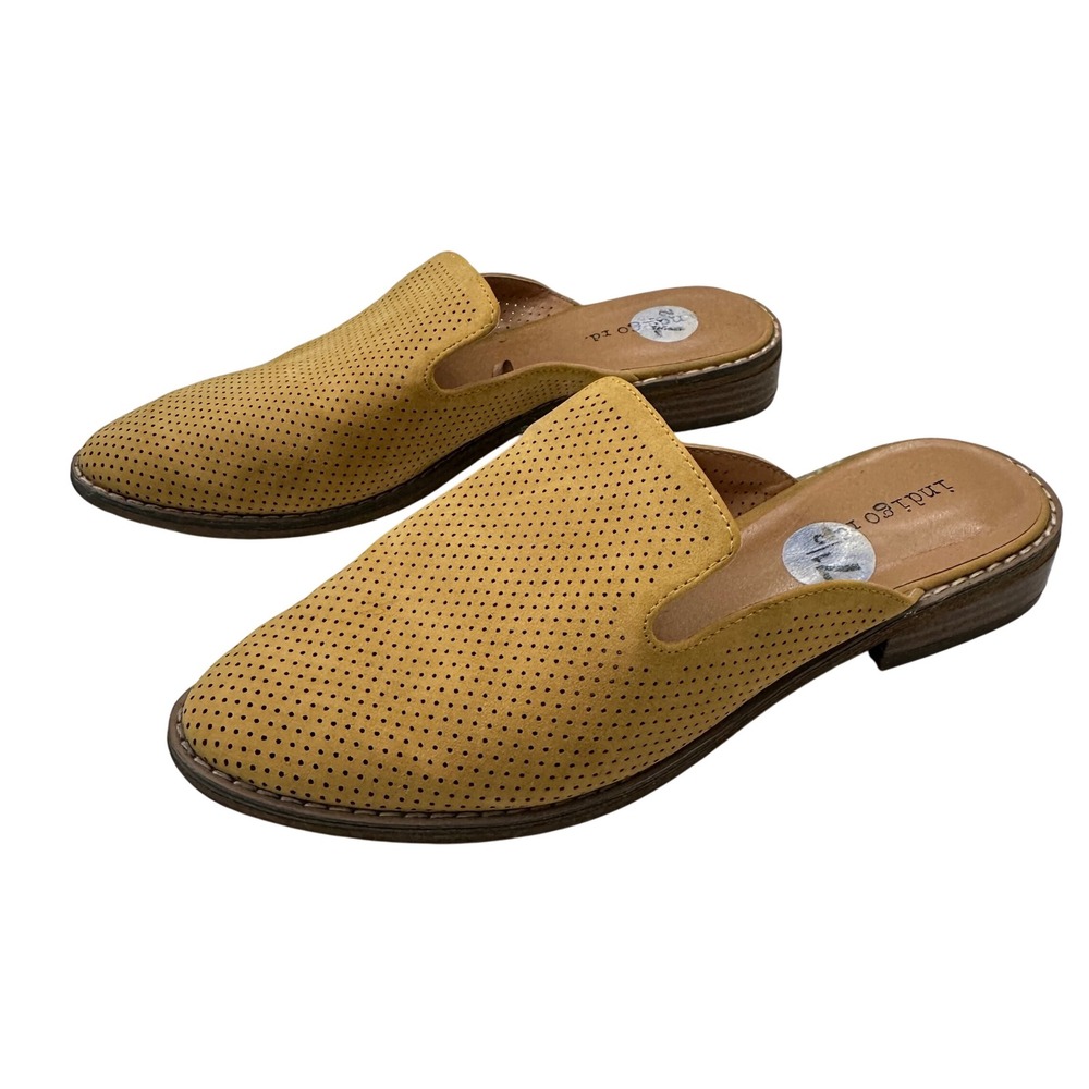 Indigo Rd. Perforated Mules Slip On Loafers Casual Shoes Mustard Yellow Women7.5